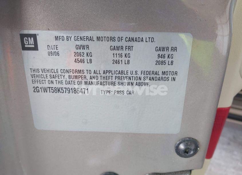 Photo 9 of 2007 Chevrolet Impala LT (VIN 2G1WT58K579186471)