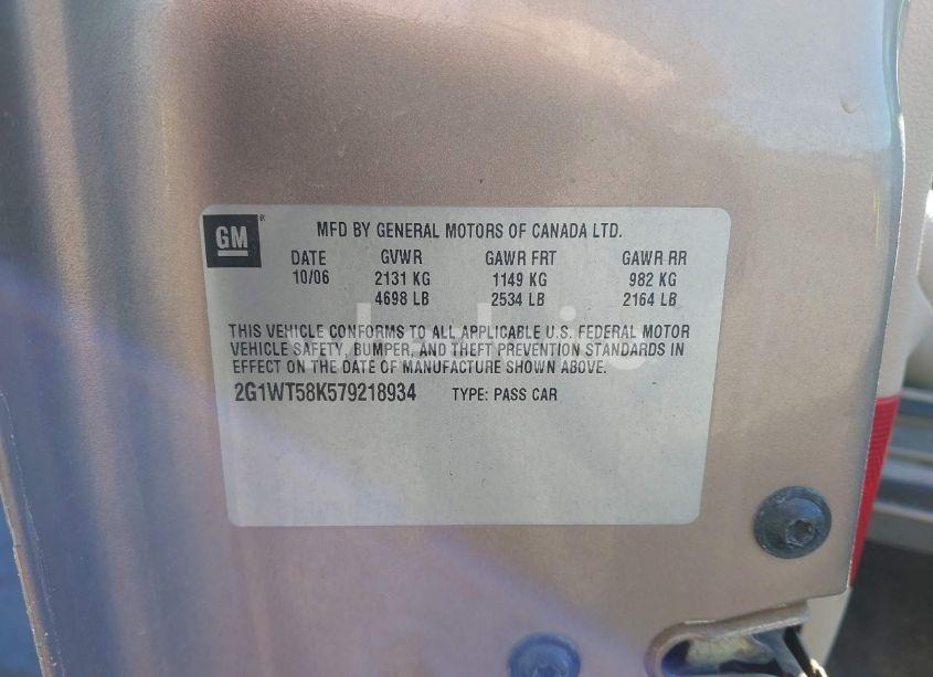 Photo 9 of 2007 Chevrolet Impala LT (VIN 2G1WT58K579218934)