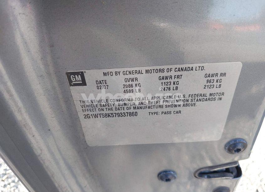 Photo 9 of 2007 Chevrolet Impala LT (VIN 2G1WT58K579337860)