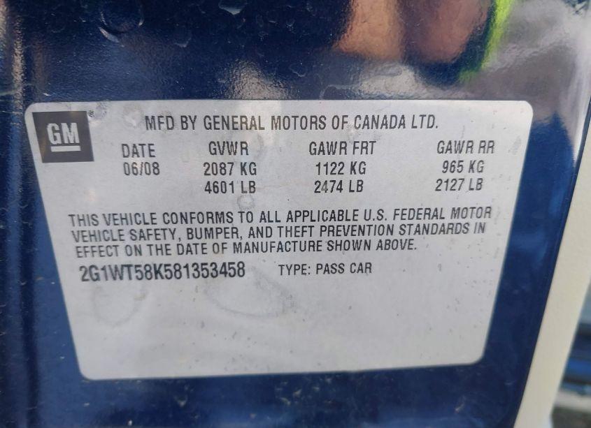 Photo 9 of 2008 Chevrolet Impala LT (VIN 2G1WT58K581353458)