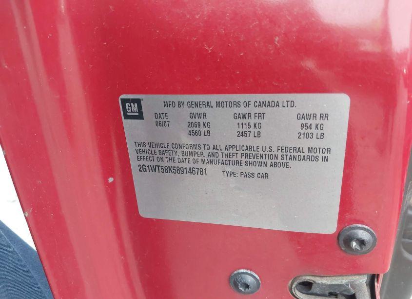 Photo 9 of 2008 Chevrolet Impala LT (VIN 2G1WT58K589146781)