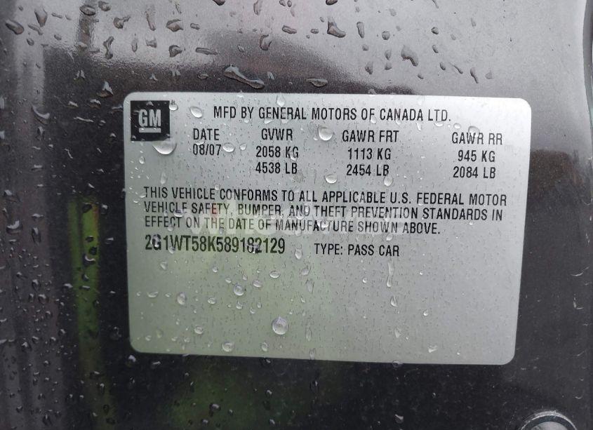 Photo 9 of 2008 Chevrolet Impala LT (VIN 2G1WT58K589182129)