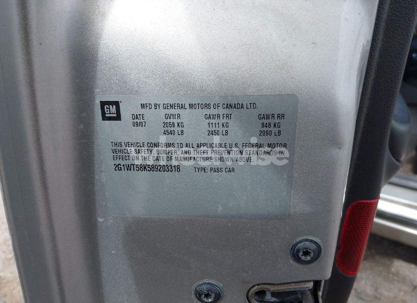 Photo 9 of 2008 Chevrolet Impala LT (VIN 2G1WT58K589203318)