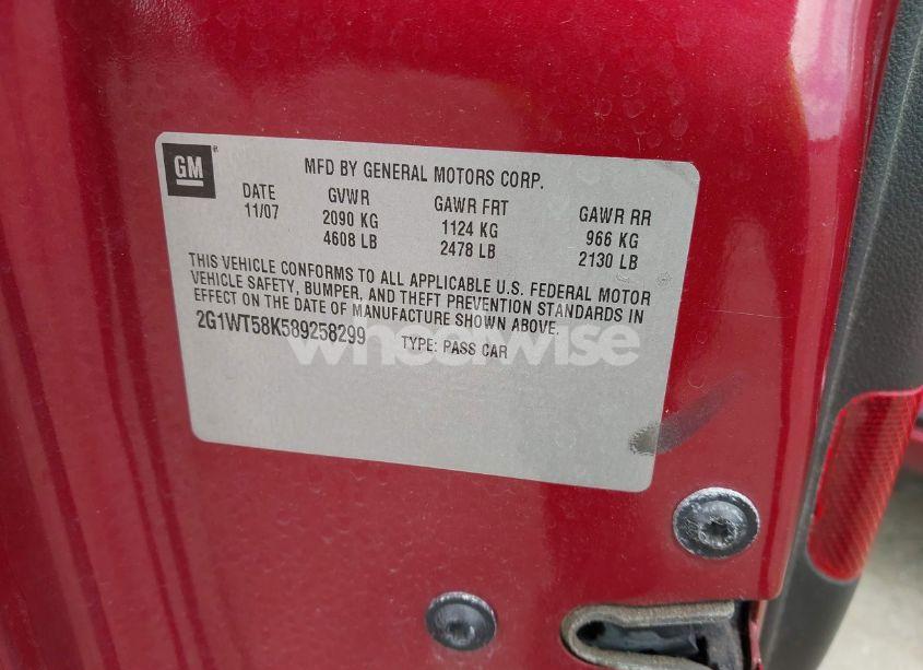 Photo 9 of 2008 Chevrolet Impala LT (VIN 2G1WT58K589258299)