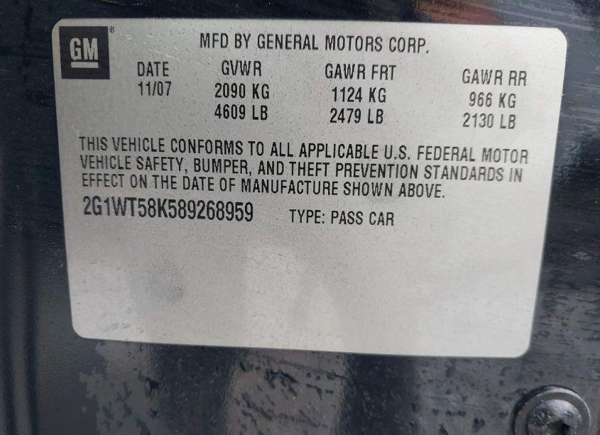 Photo 9 of 2008 Chevrolet Impala LT (VIN 2G1WT58K589268959)