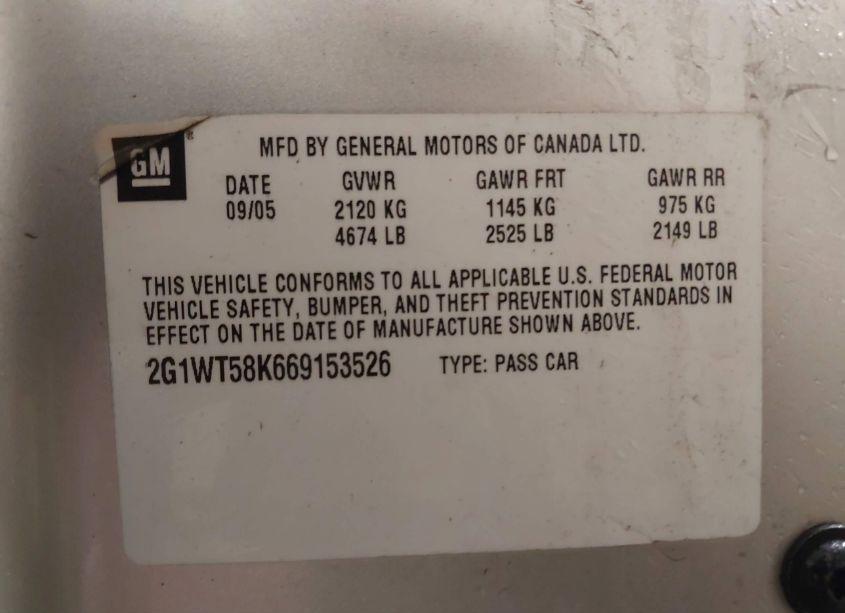 Photo 9 of 2006 Chevrolet Impala LT (VIN 2G1WT58K669153526)