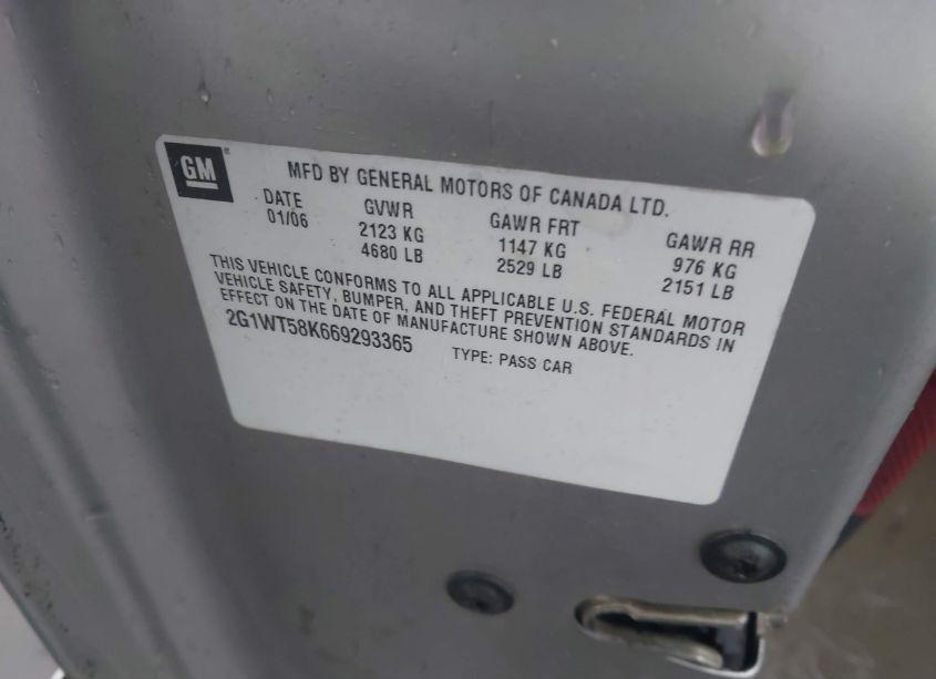 Photo 9 of 2006 Chevrolet Impala LT (VIN 2G1WT58K669293365)