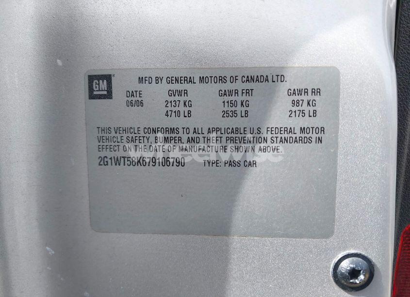 Photo 9 of 2007 Chevrolet Impala LT (VIN 2G1WT58K679106790)