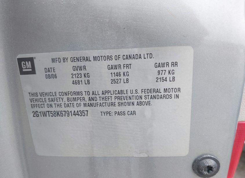 Photo 9 of 2007 Chevrolet Impala LT (VIN 2G1WT58K679144357)