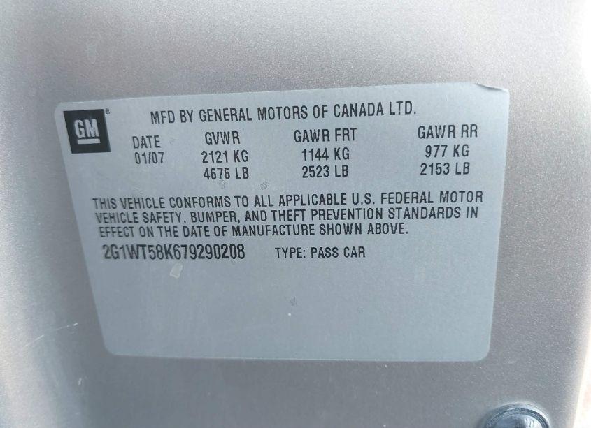 Photo 9 of 2007 Chevrolet Impala LT (VIN 2G1WT58K679290208)