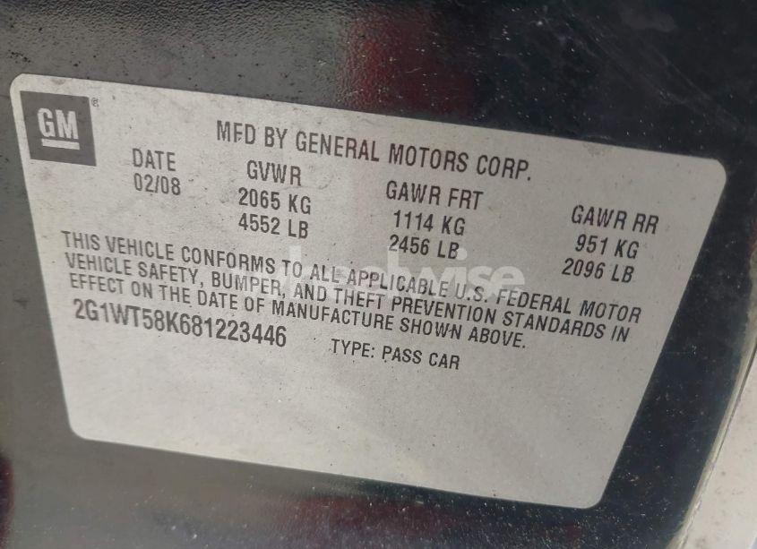 Photo 9 of 2008 Chevrolet Impala LT (VIN 2G1WT58K681223446)