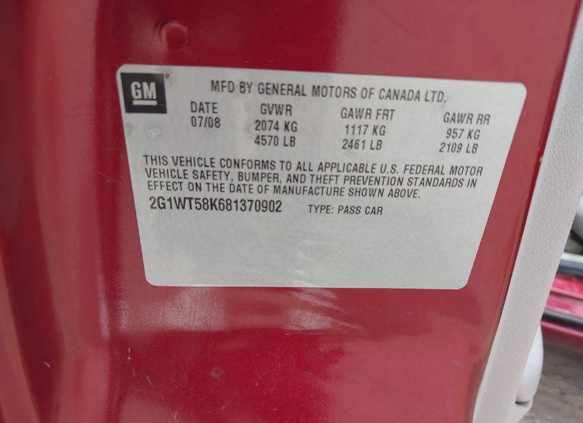 Photo 9 of 2008 Chevrolet Impala LT (VIN 2G1WT58K681370902)