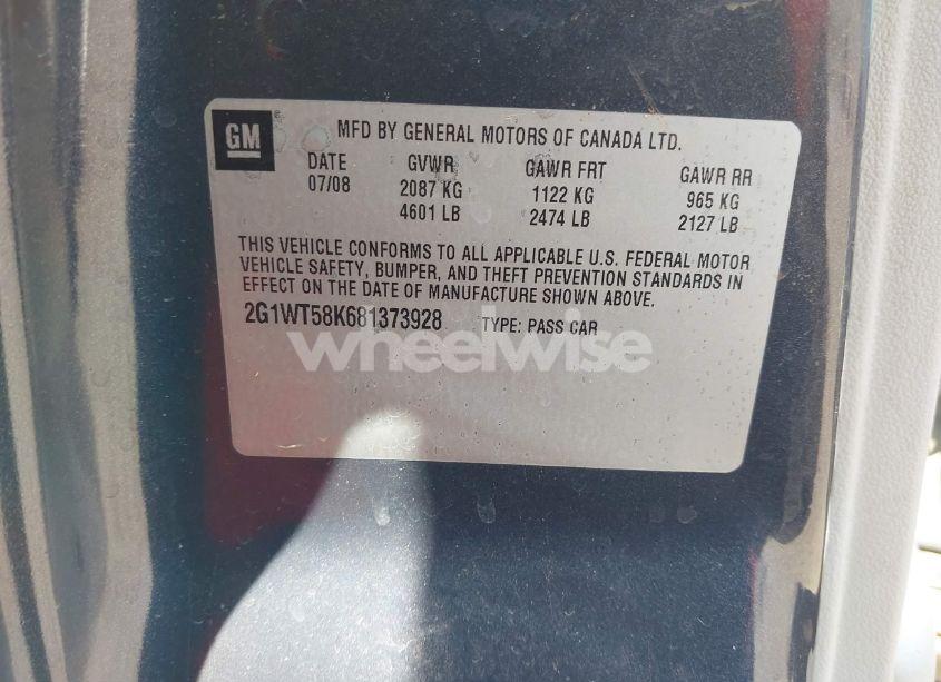 Photo 9 of 2008 Chevrolet Impala LT (VIN 2G1WT58K681373928)