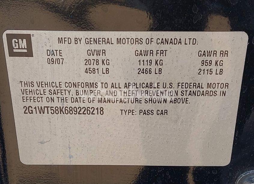 Photo 9 of 2008 Chevrolet Impala LT (VIN 2G1WT58K689226218)