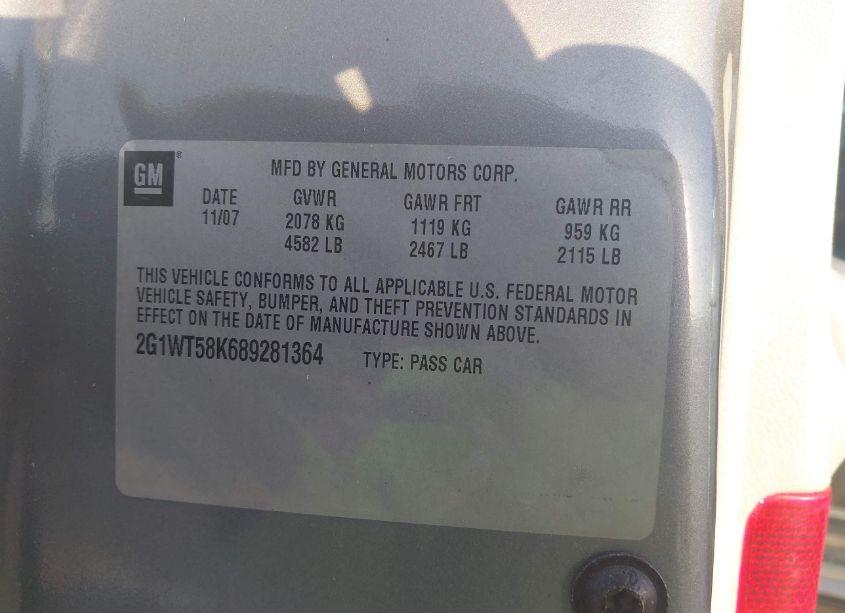 Photo 9 of 2008 Chevrolet Impala LT (VIN 2G1WT58K689281364)