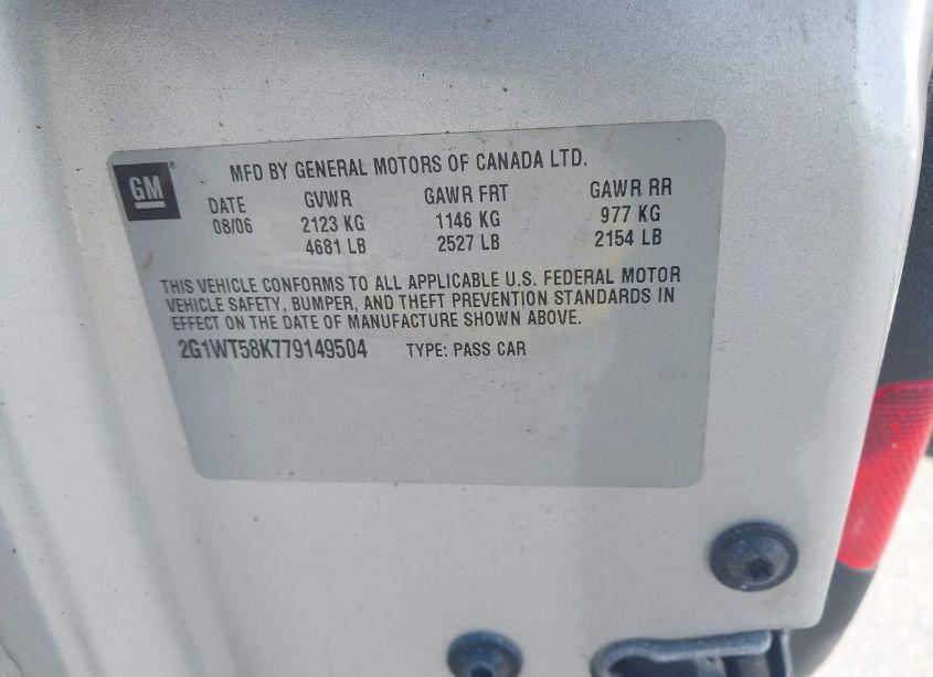 Photo 9 of 2007 Chevrolet Impala LT (VIN 2G1WT58K779149504)