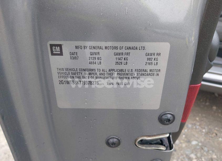 Photo 9 of 2007 Chevrolet Impala LT (VIN 2G1WT58K779378278)