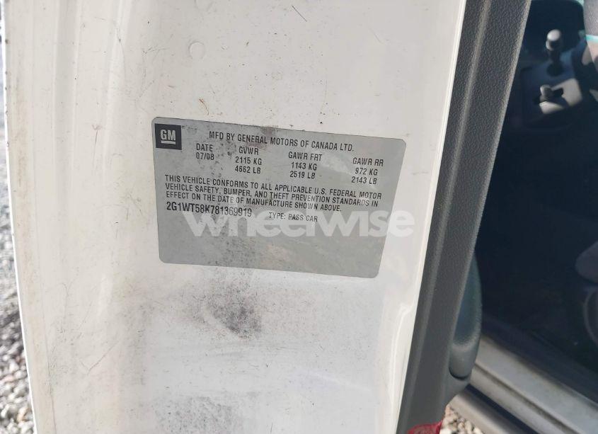 Photo 9 of 2008 Chevrolet Impala LT (VIN 2G1WT58K781369919)