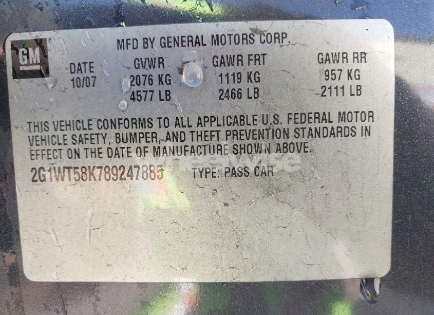 Photo 9 of 2008 Chevrolet Impala LT (VIN 2G1WT58K789247885)