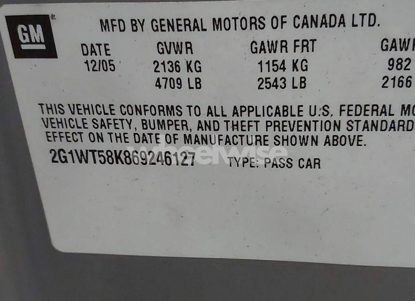 Photo 9 of 2006 Chevrolet Impala LT (VIN 2G1WT58K869246127)