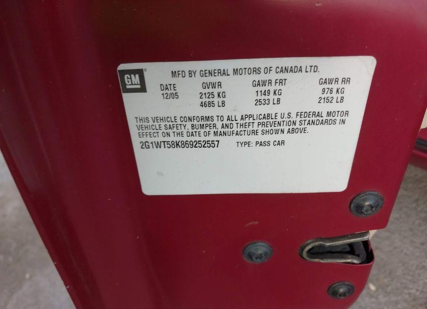 Photo 9 of 2006 Chevrolet Impala LT (VIN 2G1WT58K869252557)