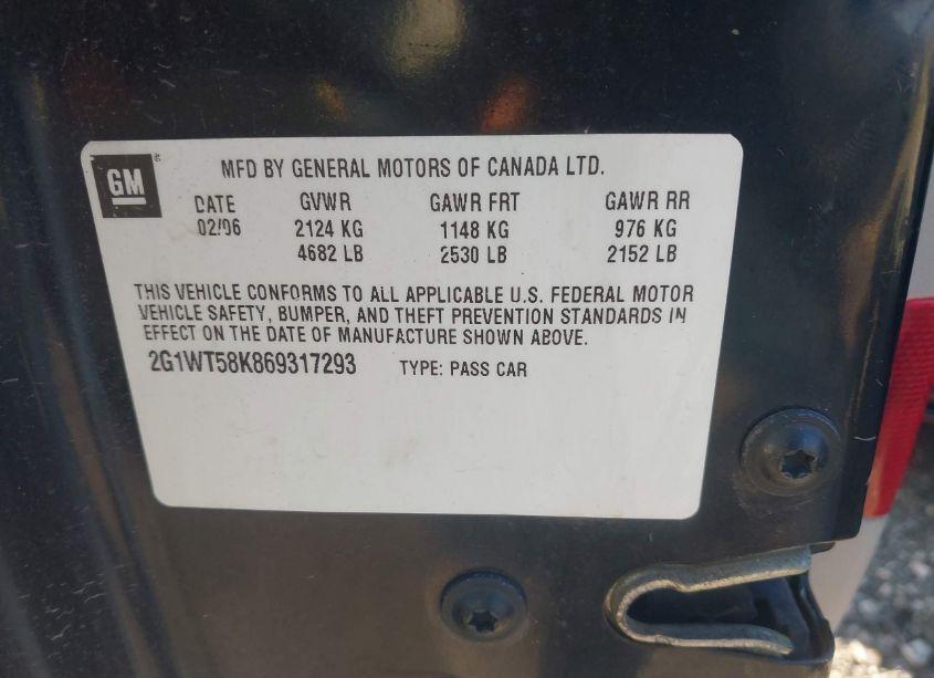 Photo 9 of 2006 Chevrolet Impala LT (VIN 2G1WT58K869317293)