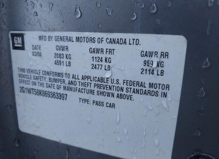 Photo 9 of 2006 Chevrolet Impala LT (VIN 2G1WT58K869363397)