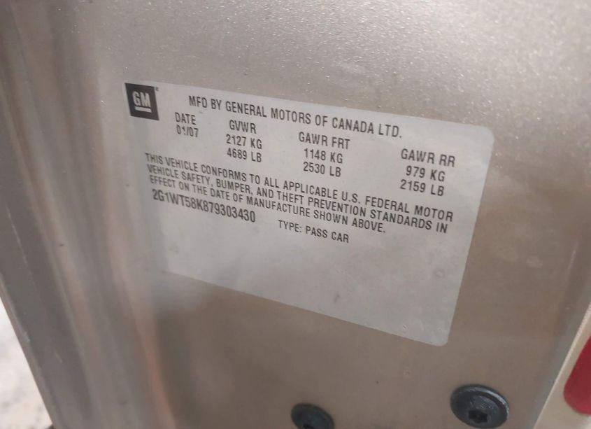 Photo 9 of 2007 Chevrolet Impala LT (VIN 2G1WT58K879303430)