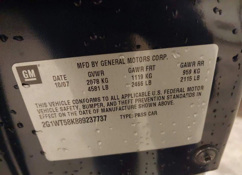 Photo 9 of 2008 Chevrolet Impala LT (VIN 2G1WT58K889237737)