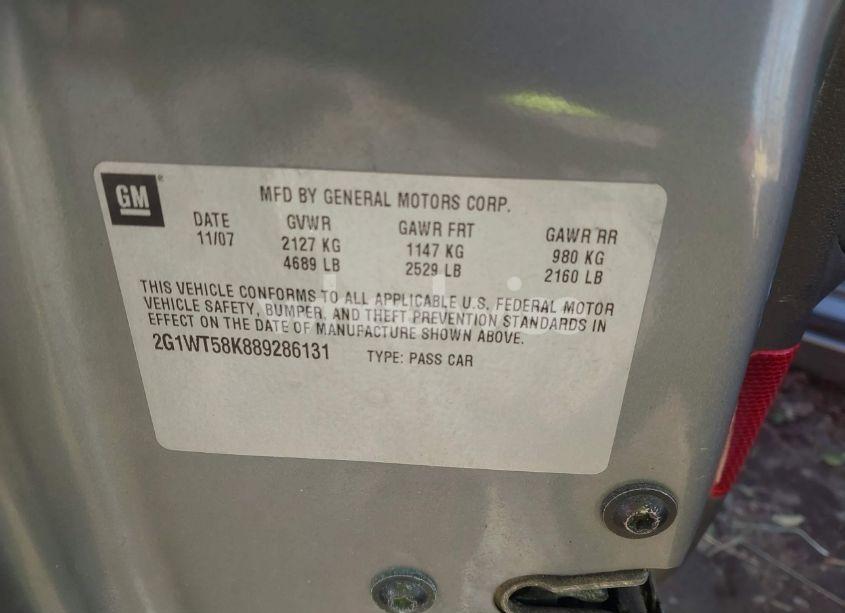 Photo 9 of 2008 Chevrolet Impala LT (VIN 2G1WT58K889286131)