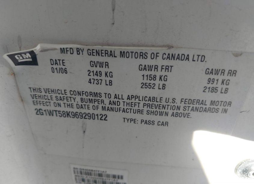 Photo 9 of 2006 Chevrolet Impala LT (VIN 2G1WT58K969290122)