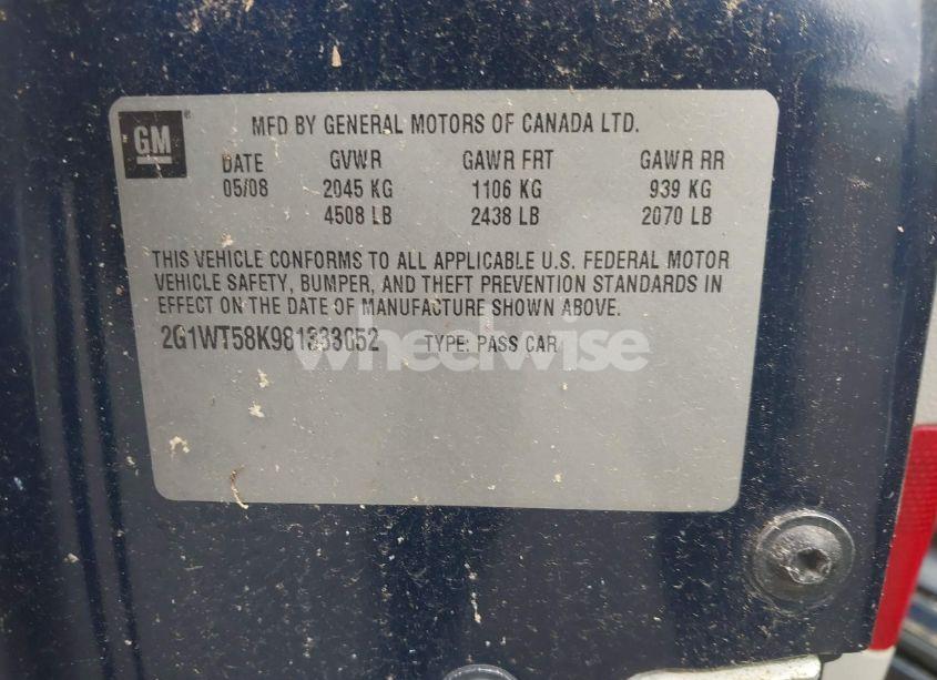 Photo 9 of 2008 Chevrolet Impala LT (VIN 2G1WT58K981333052)