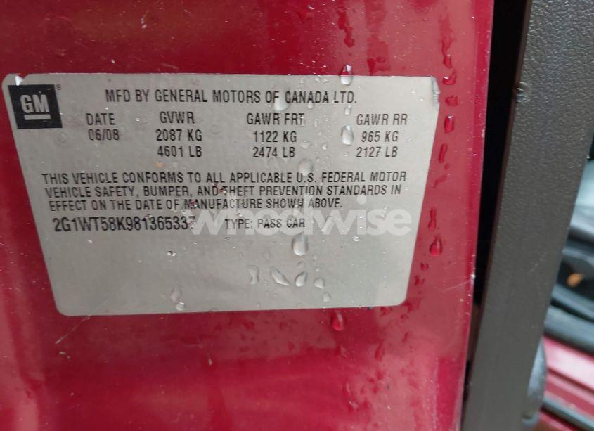 Photo 9 of 2008 Chevrolet Impala LT (VIN 2G1WT58K981365337)