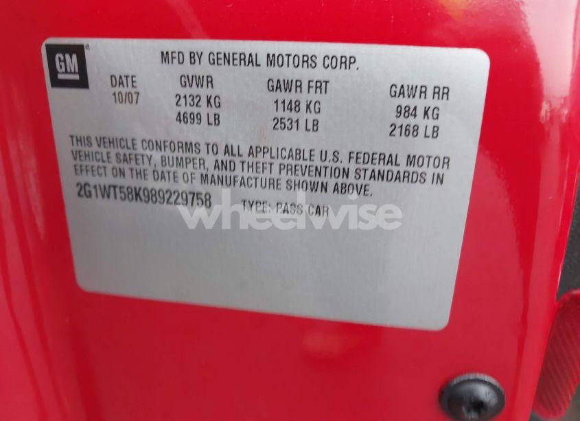 Photo 9 of 2008 Chevrolet Impala LT (VIN 2G1WT58K989229758)