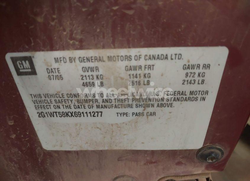 Photo 9 of 2006 Chevrolet Impala LT (VIN 2G1WT58KX69111277)