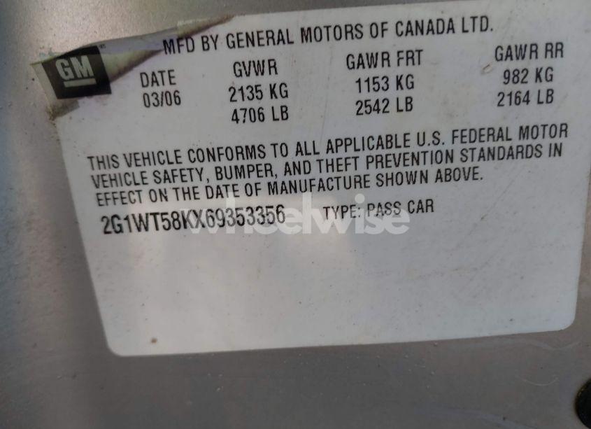 Photo 9 of 2006 Chevrolet Impala LT (VIN 2G1WT58KX69353356)