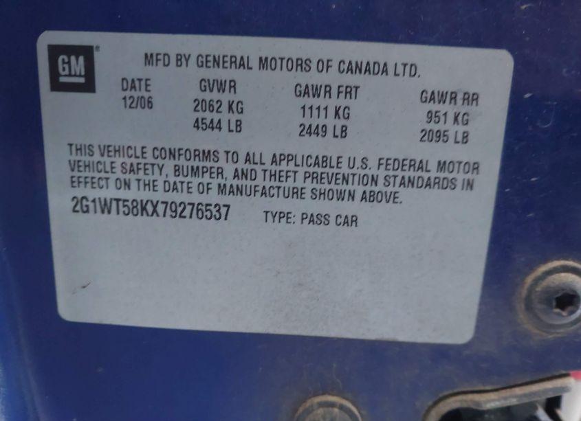 Photo 9 of 2007 Chevrolet Impala LT (VIN 2G1WT58KX79276537)