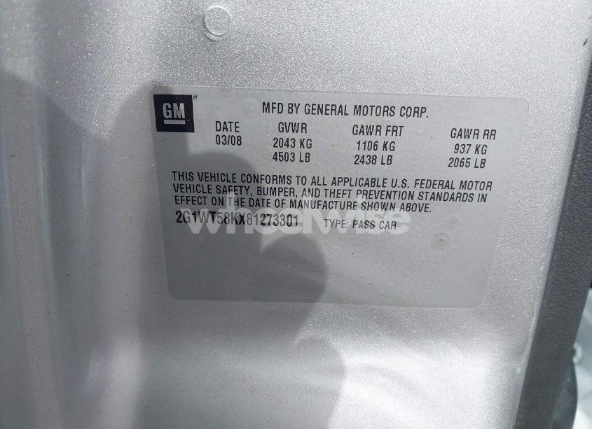 Photo 9 of 2008 Chevrolet Impala LT (VIN 2G1WT58KX81273301)