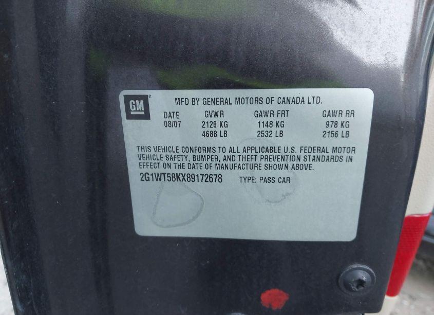 Photo 9 of 2008 Chevrolet Impala LT (VIN 2G1WT58KX89172678)