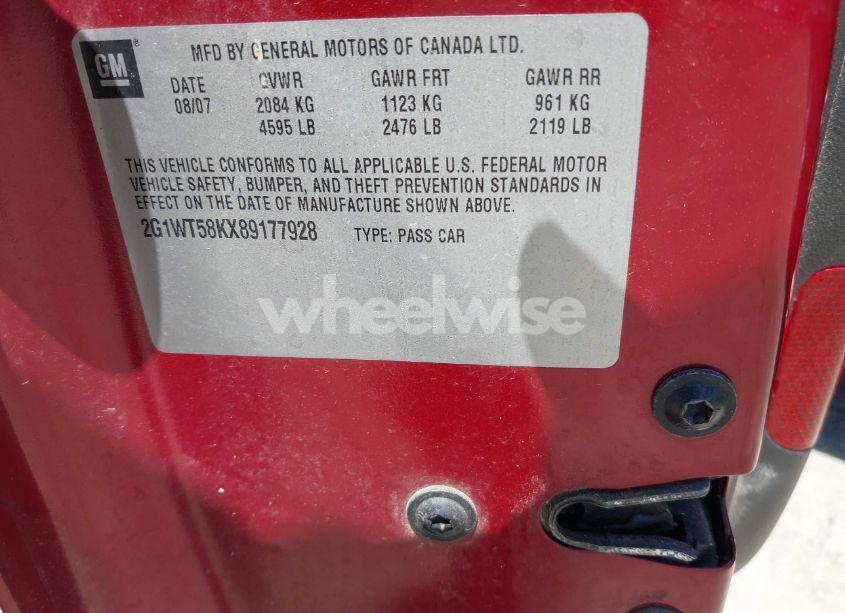 Photo 9 of 2008 Chevrolet Impala LT (VIN 2G1WT58KX89177928)