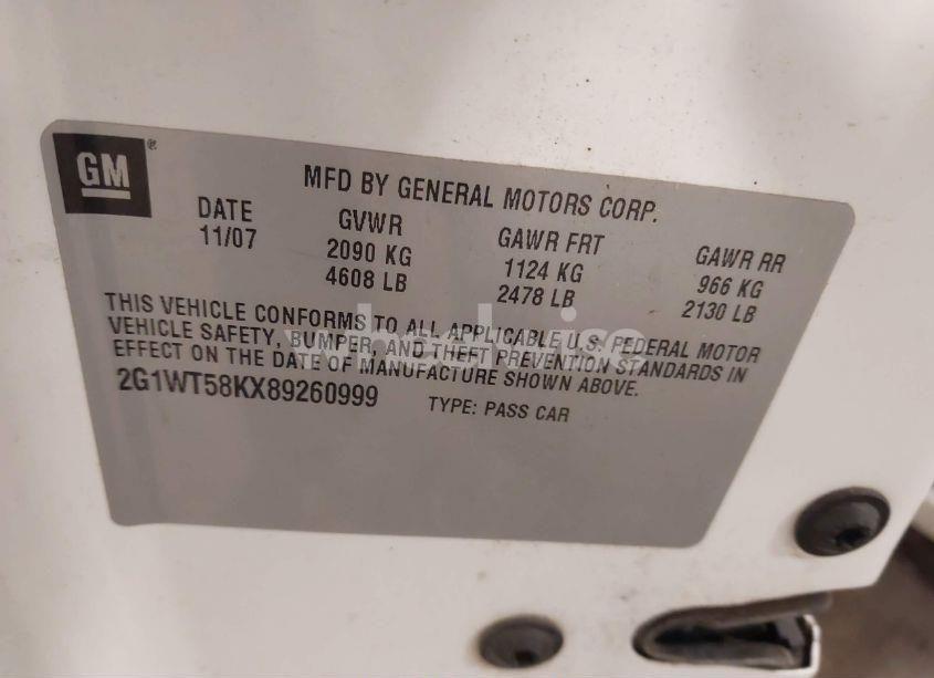 Photo 9 of 2008 Chevrolet Impala LT (VIN 2G1WT58KX89260999)