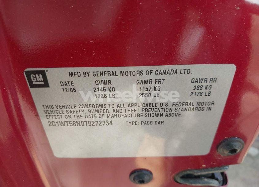 Photo 9 of 2007 Chevrolet Impala LT (VIN 2G1WT58N079272734)