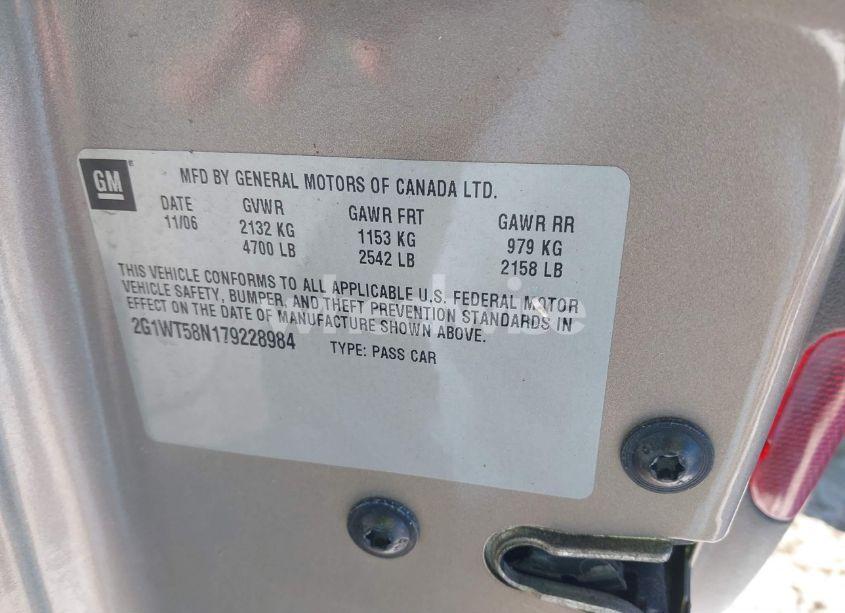 Photo 9 of 2007 Chevrolet Impala LT (VIN 2G1WT58N179228984)