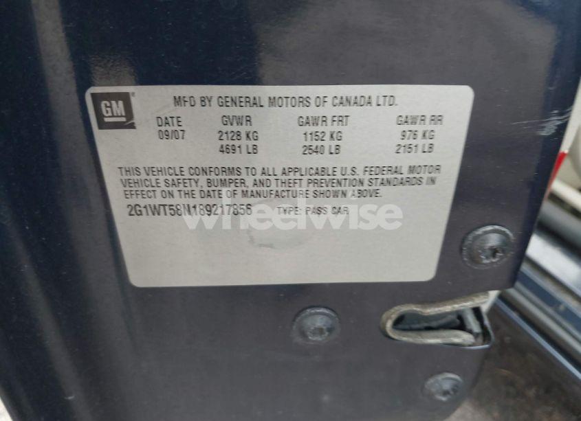 Photo 9 of 2008 Chevrolet Impala LT (VIN 2G1WT58N189217856)