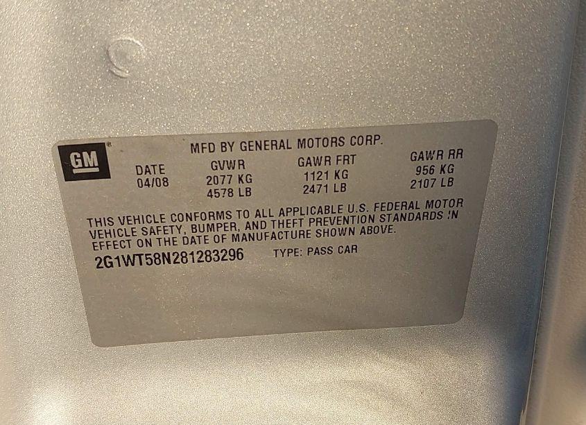 Photo 9 of 2008 Chevrolet Impala LT (VIN 2G1WT58N281283296)