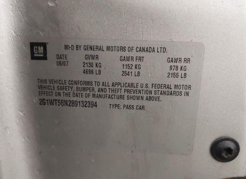 Photo 9 of 2008 Chevrolet Impala LT (VIN 2G1WT58N289132394)