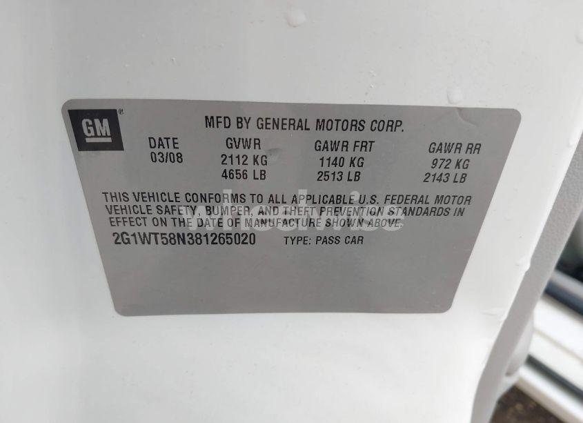 Photo 9 of 2008 Chevrolet Impala LT (VIN 2G1WT58N381265020)