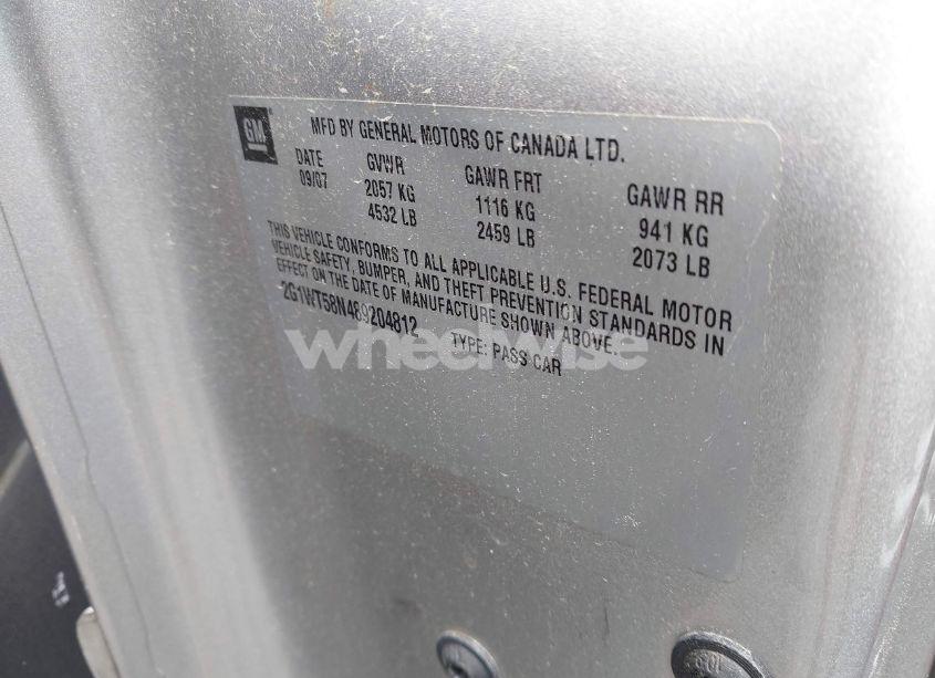 Photo 9 of 2008 Chevrolet Impala LT (VIN 2G1WT58N489204812)