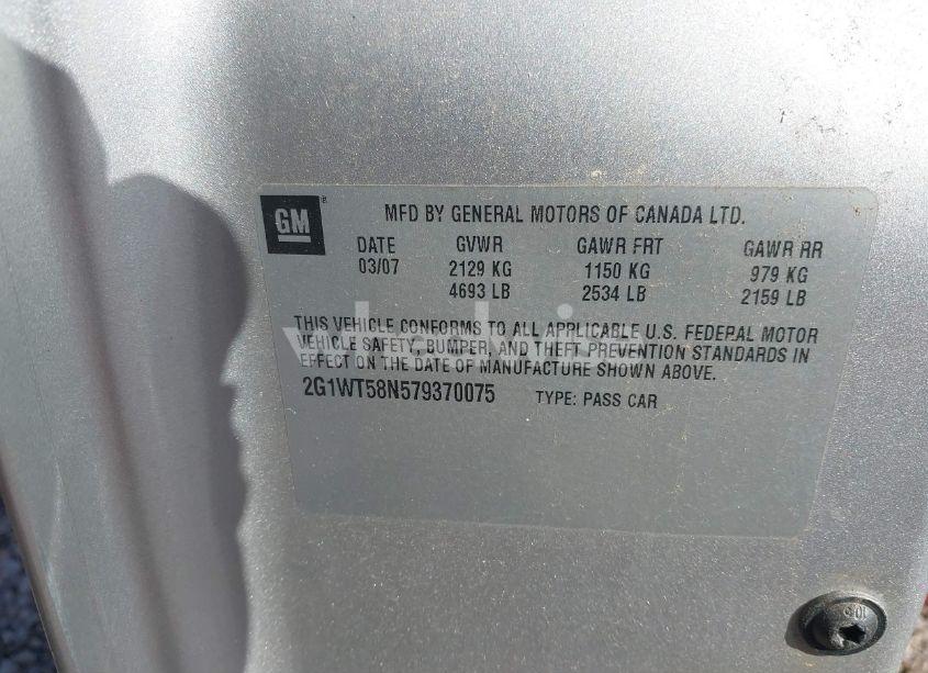 Photo 9 of 2007 Chevrolet Impala LT (VIN 2G1WT58N579370075)