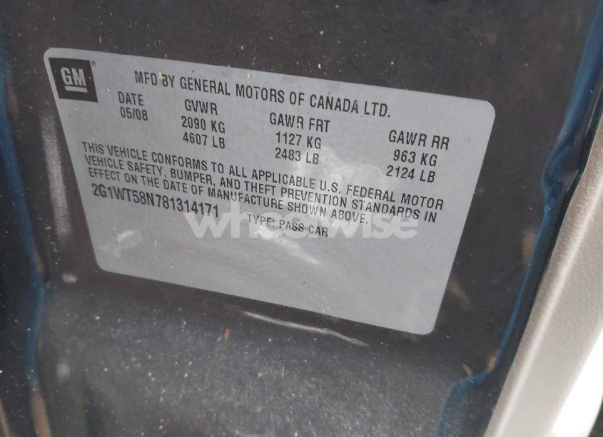 Photo 9 of 2008 Chevrolet Impala LT (VIN 2G1WT58N781314171)